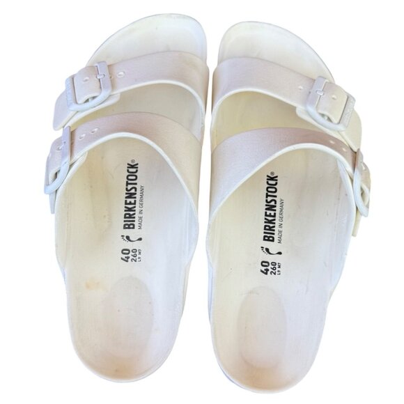 Birkenstock Arizona EVA Sandals Sz EU 40 US L 9 M 7 White Double Strap Narrow - Picture 9 of 12